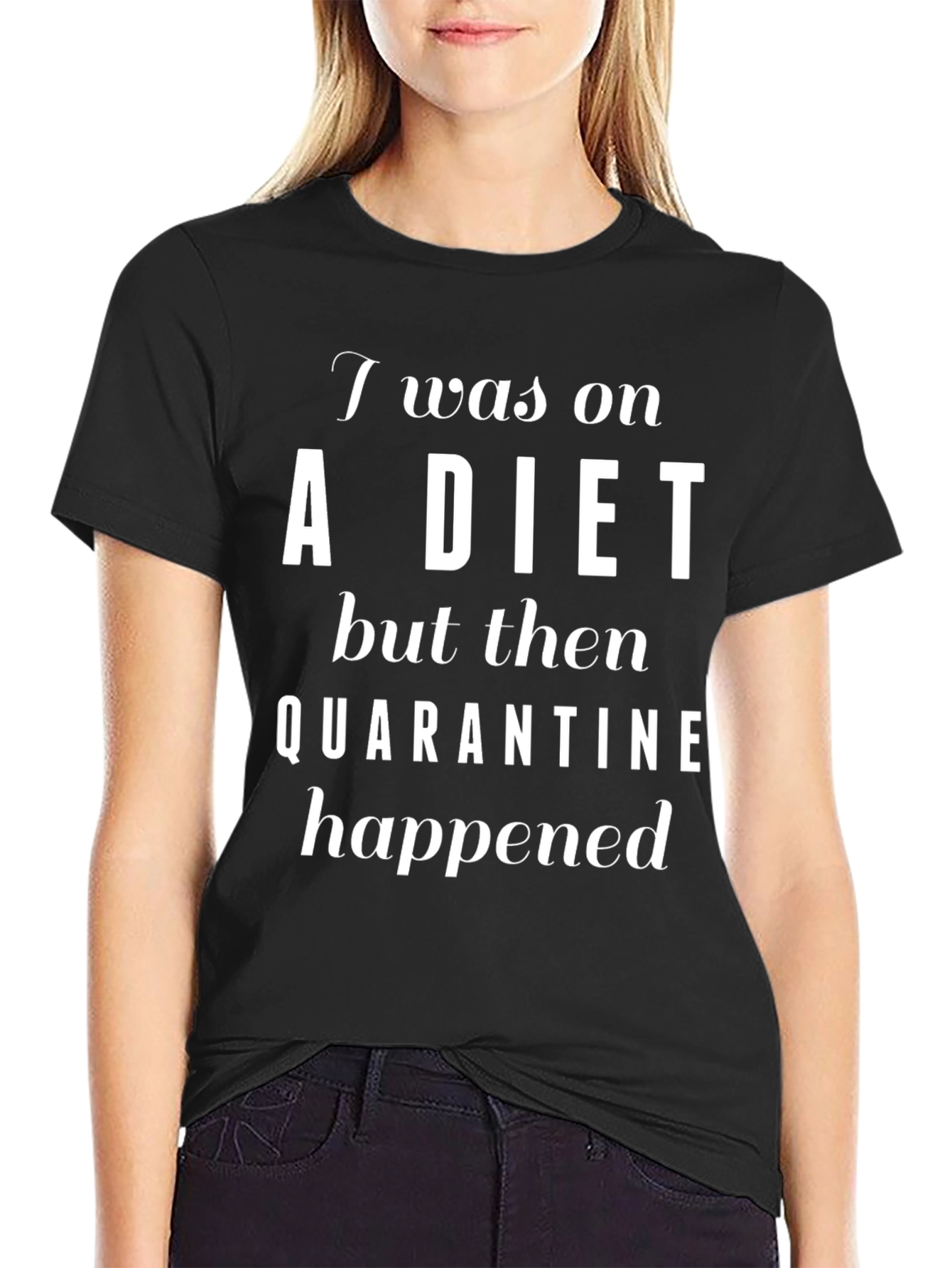 Funny Quarantine Diet Black T-Shirt