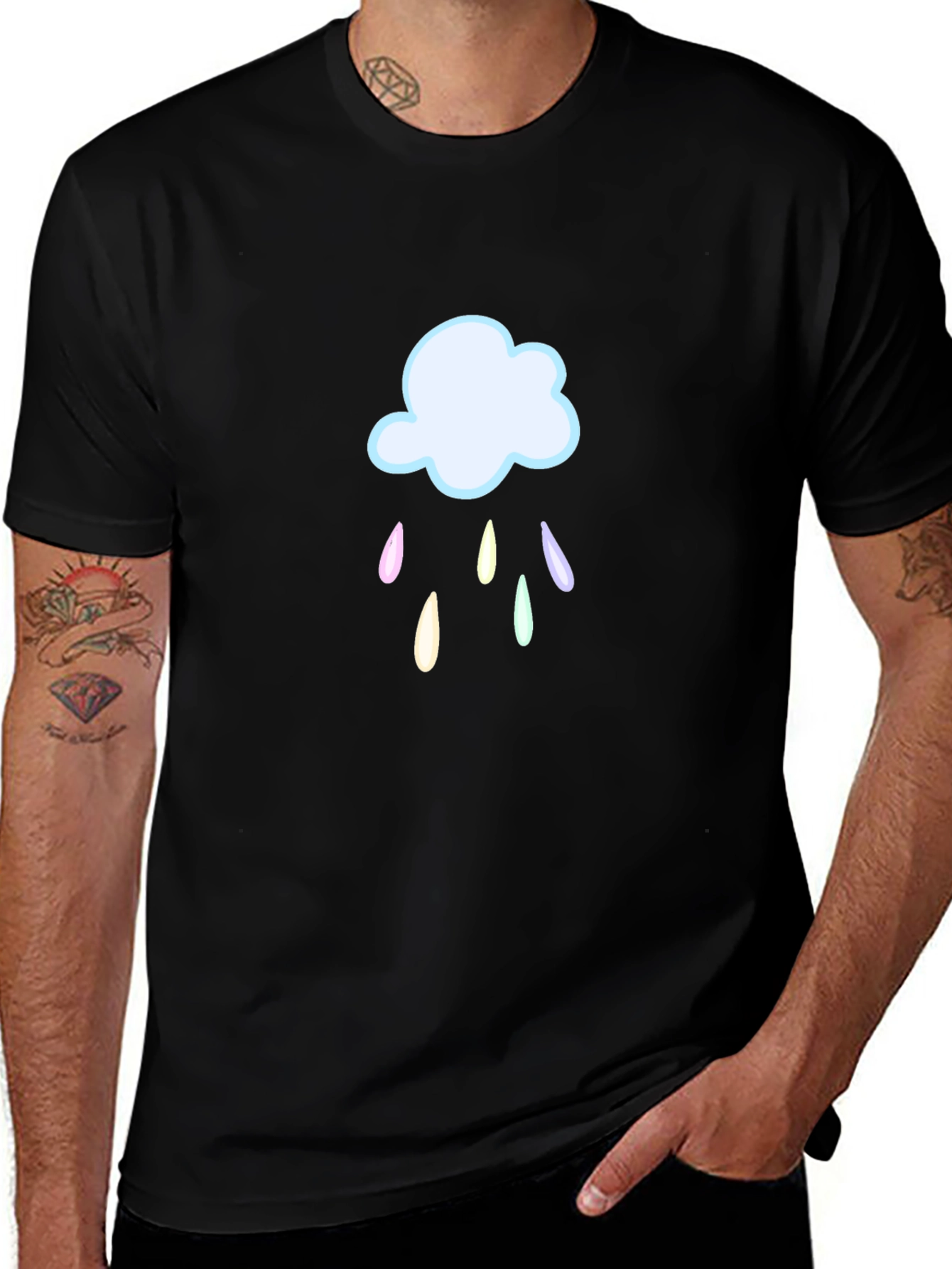 Rainy Cloud Graphic T-Shirt - Black Cotton Tee