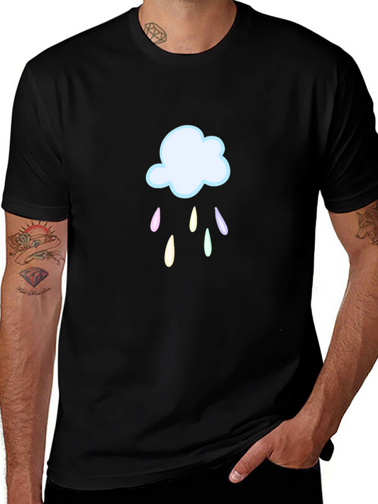 Rainy Cloud Graphic T-Shirt - Black Cotton Tee