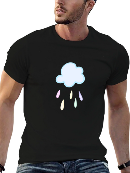 Rainy Cloud Graphic T-Shirt - Black Cotton Tee