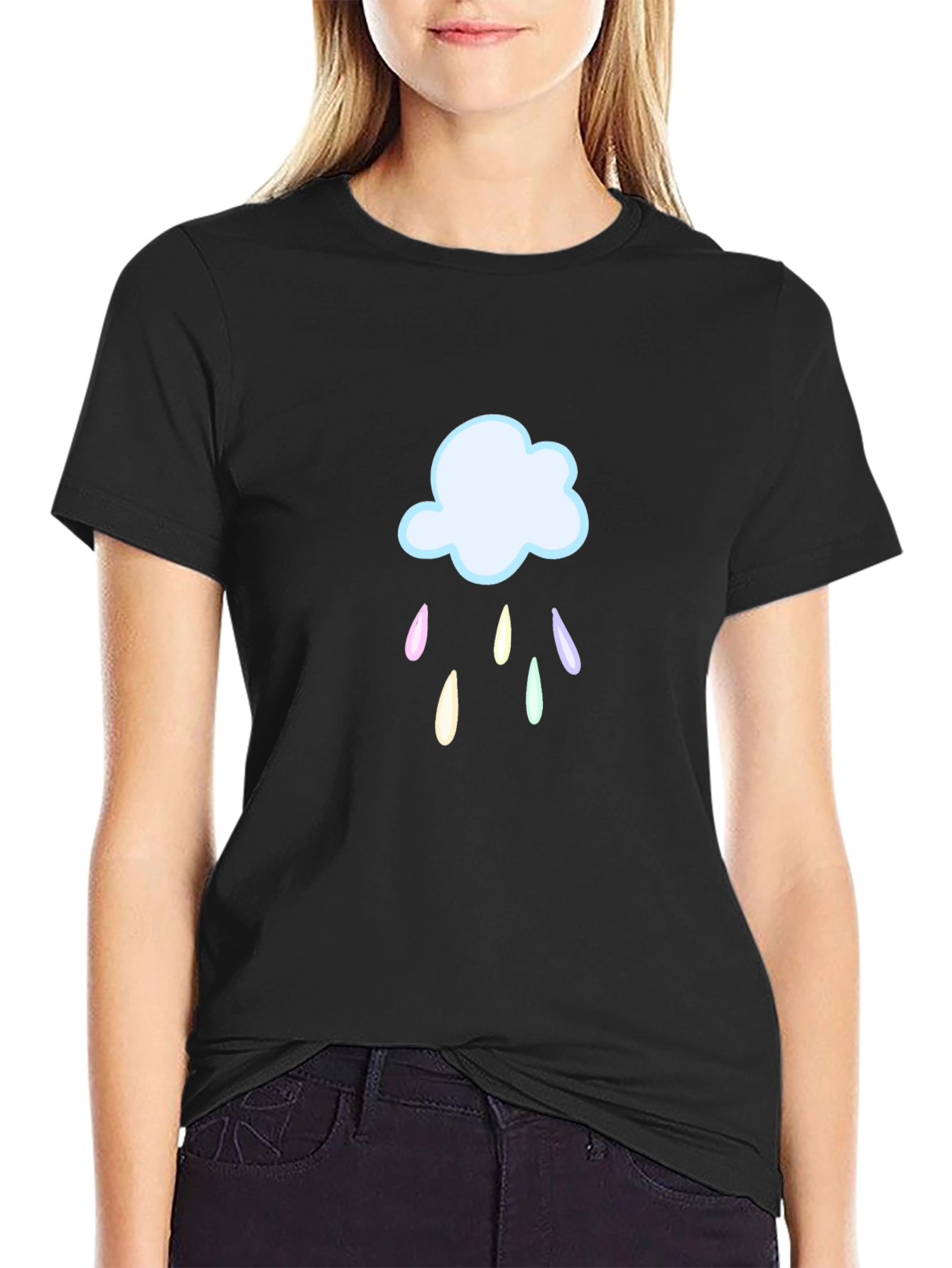 Rainy Cloud Graphic T-Shirt - Black Cotton Tee