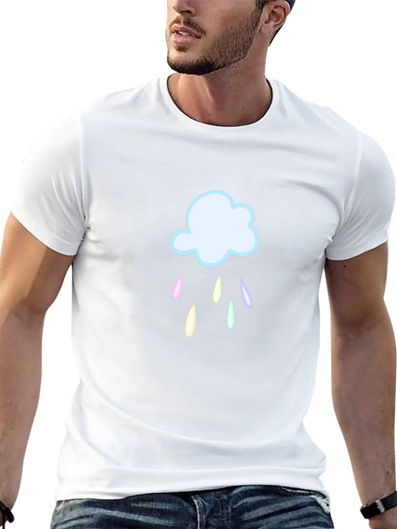 Rainy Cloud Graphic T-Shirt - Black Cotton Tee