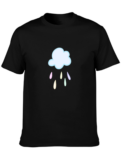 Rainy Cloud Graphic T-Shirt - Black Cotton Tee