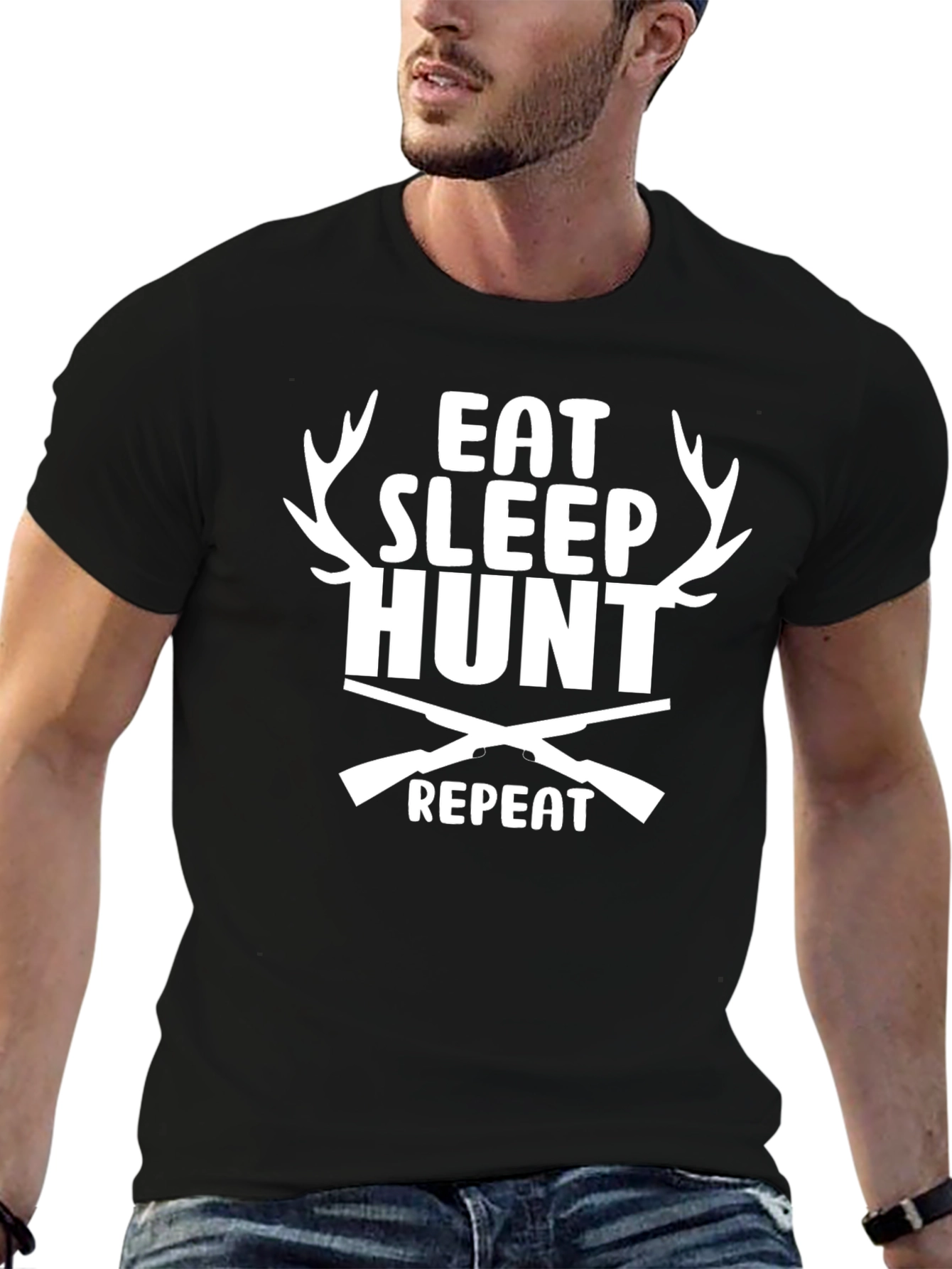 Eat Sleep Hunt Repeat Graphic Tee - Black