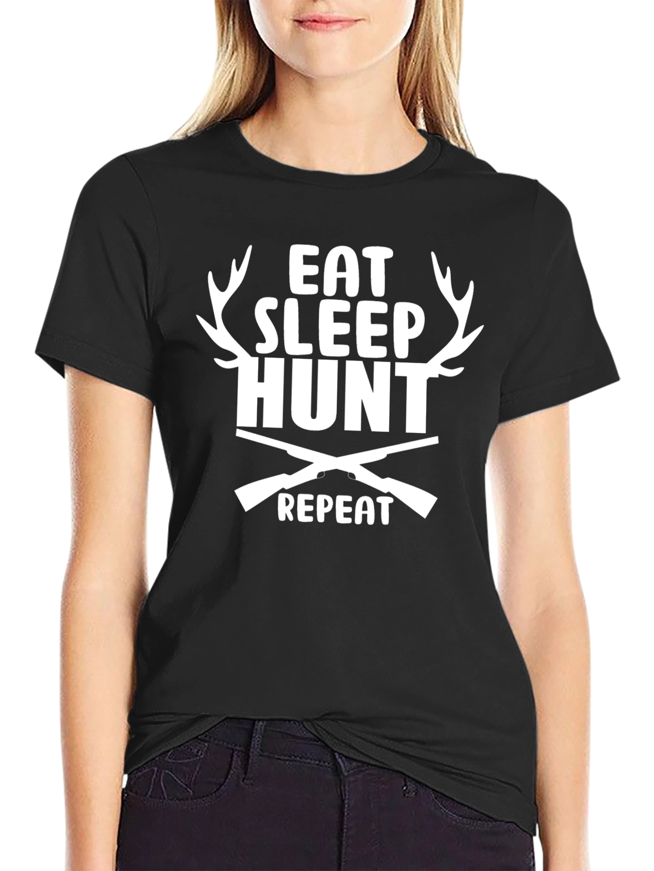 Eat Sleep Hunt Repeat Graphic Tee - Black