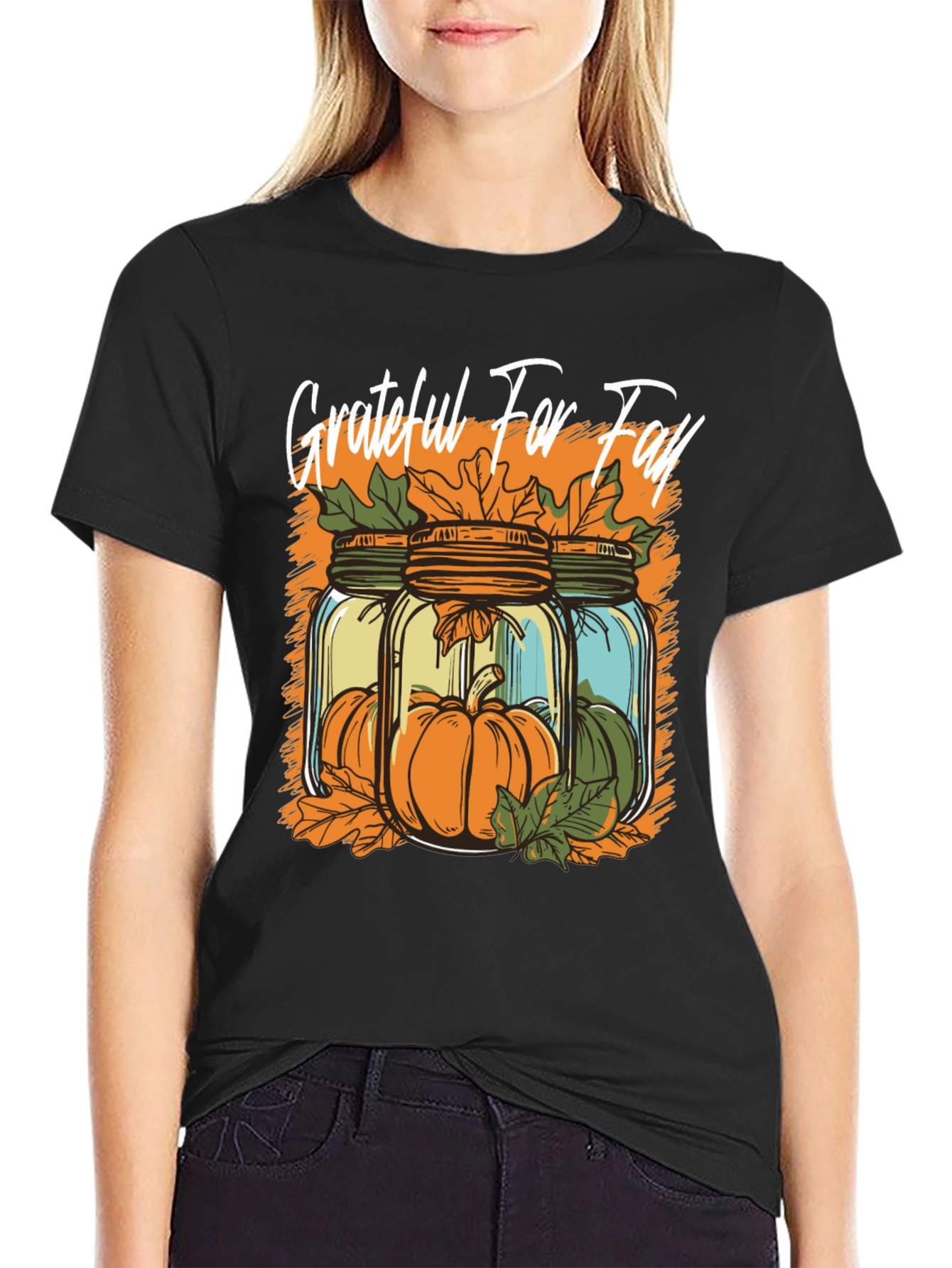 Grateful for Fall T-Shirt Pumpkin Design