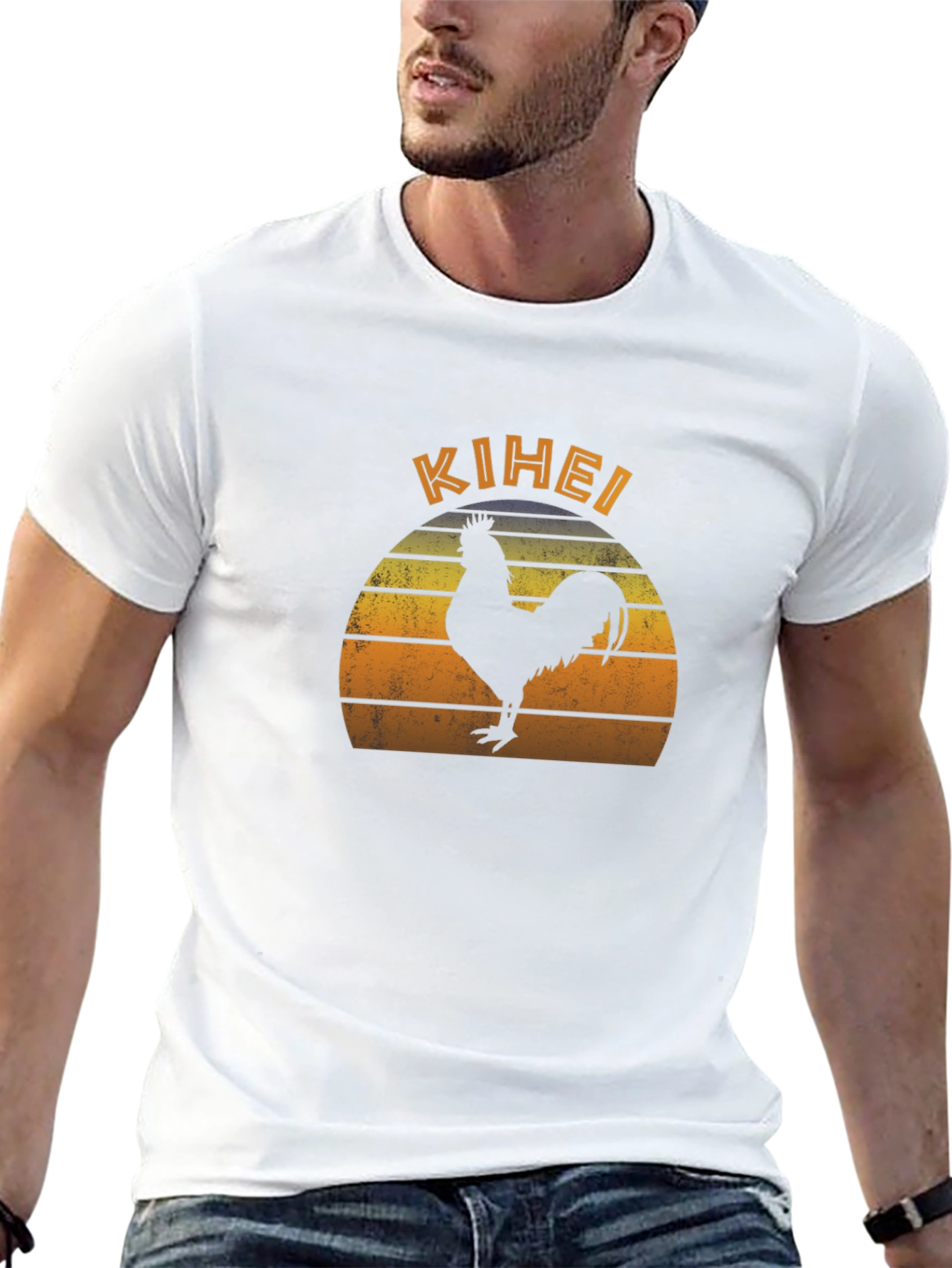 Kihei Rooster Sunset Graphic T-Shirt