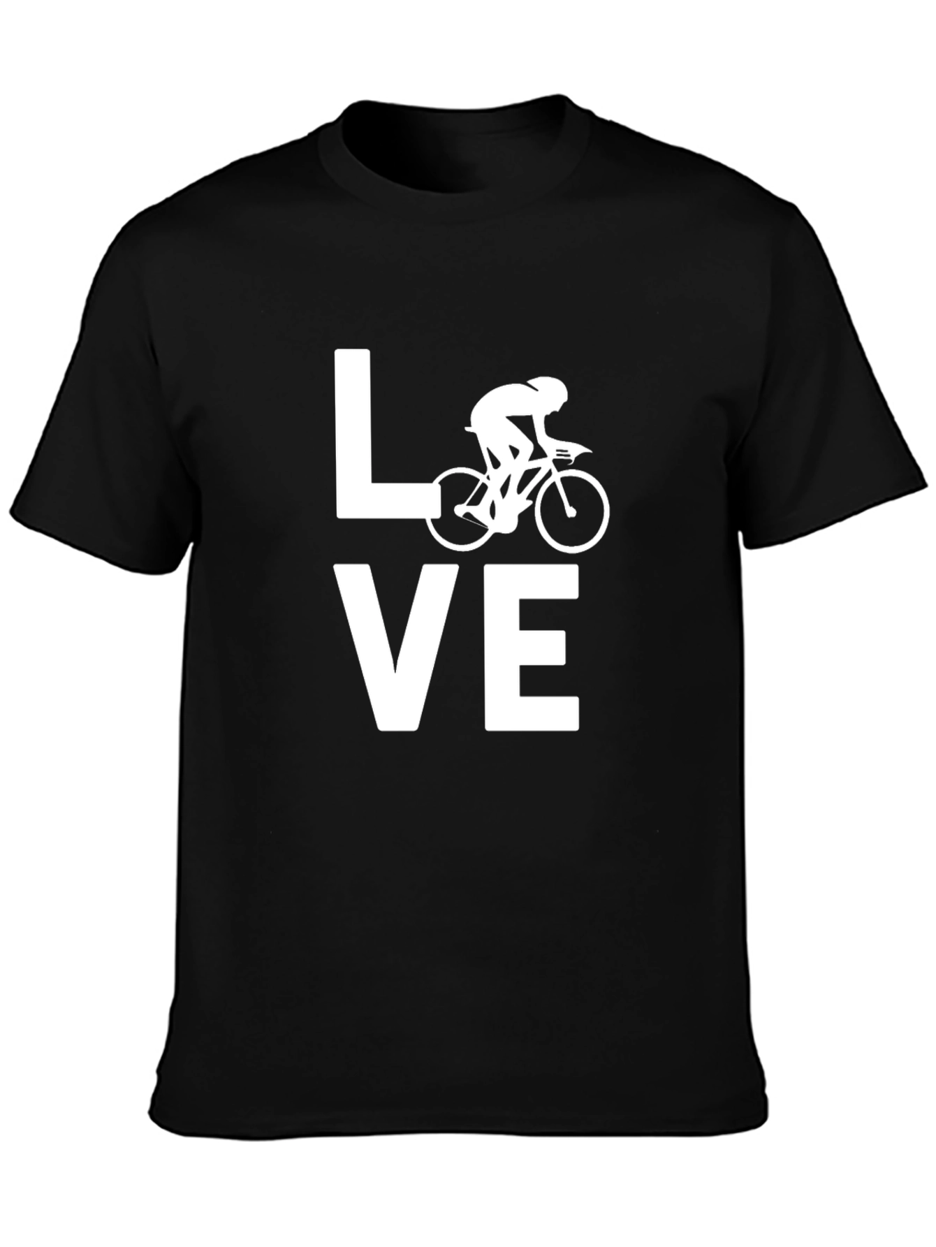 Love Cycling T-Shirt Bicycle Graphic Tee Black Cotton Top