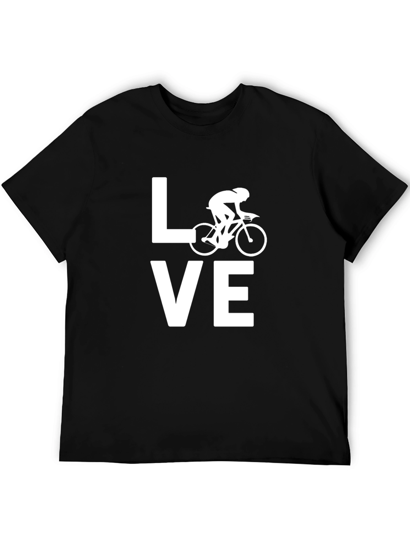 Love Cycling T-Shirt Bicycle Graphic Tee Black Cotton Top