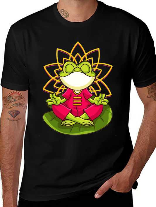 Zen Frog Lotus T-Shirt - Meditating Frog Tee