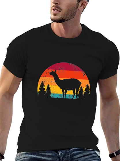 Llama Sunset Graphic Tee - Retro Style