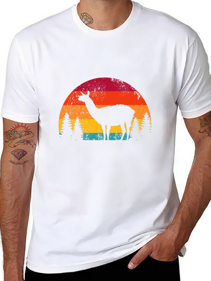 Llama Sunset Graphic Tee - Retro Style