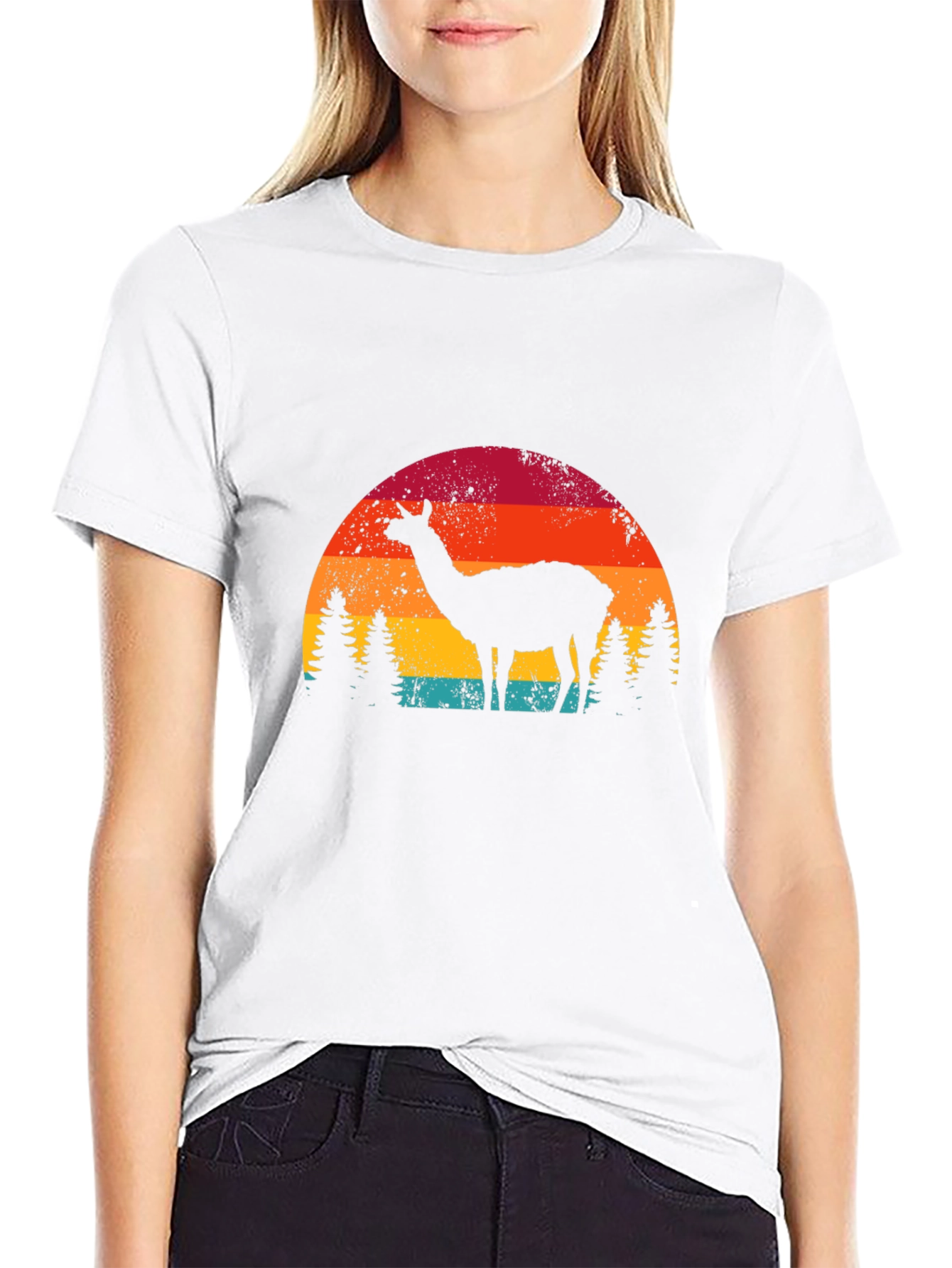 Llama Sunset Graphic Tee - Retro Style