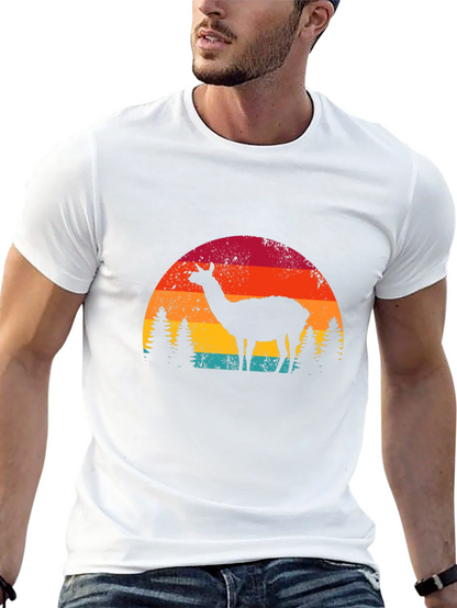 Llama Sunset Graphic Tee - Retro Style