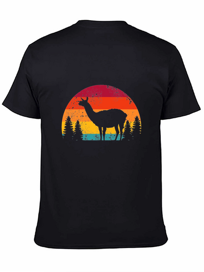 Llama Sunset Graphic Tee - Retro Style