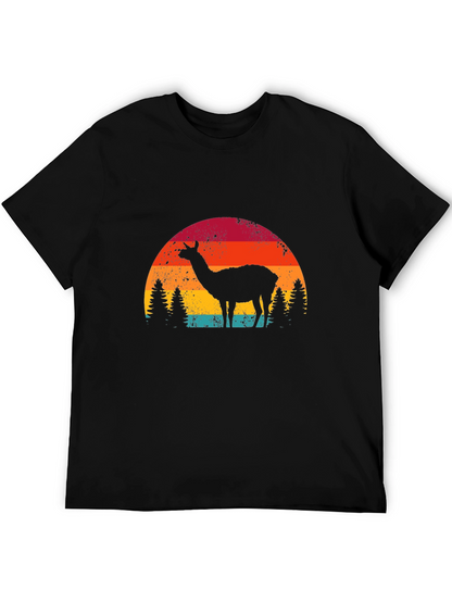 Llama Sunset Graphic Tee - Retro Style