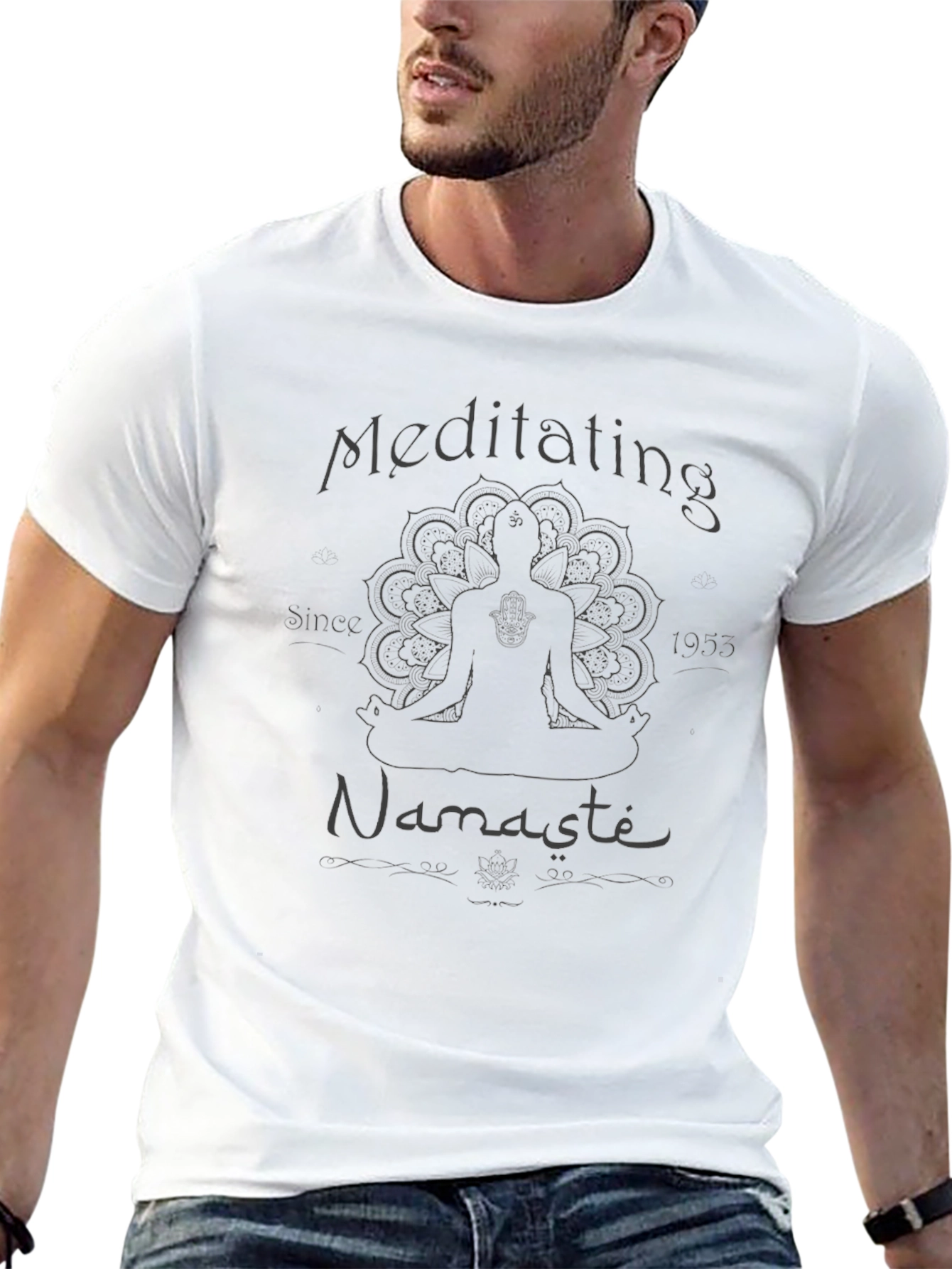 Meditating Namaste Graphic Tee - Relaxed Fit