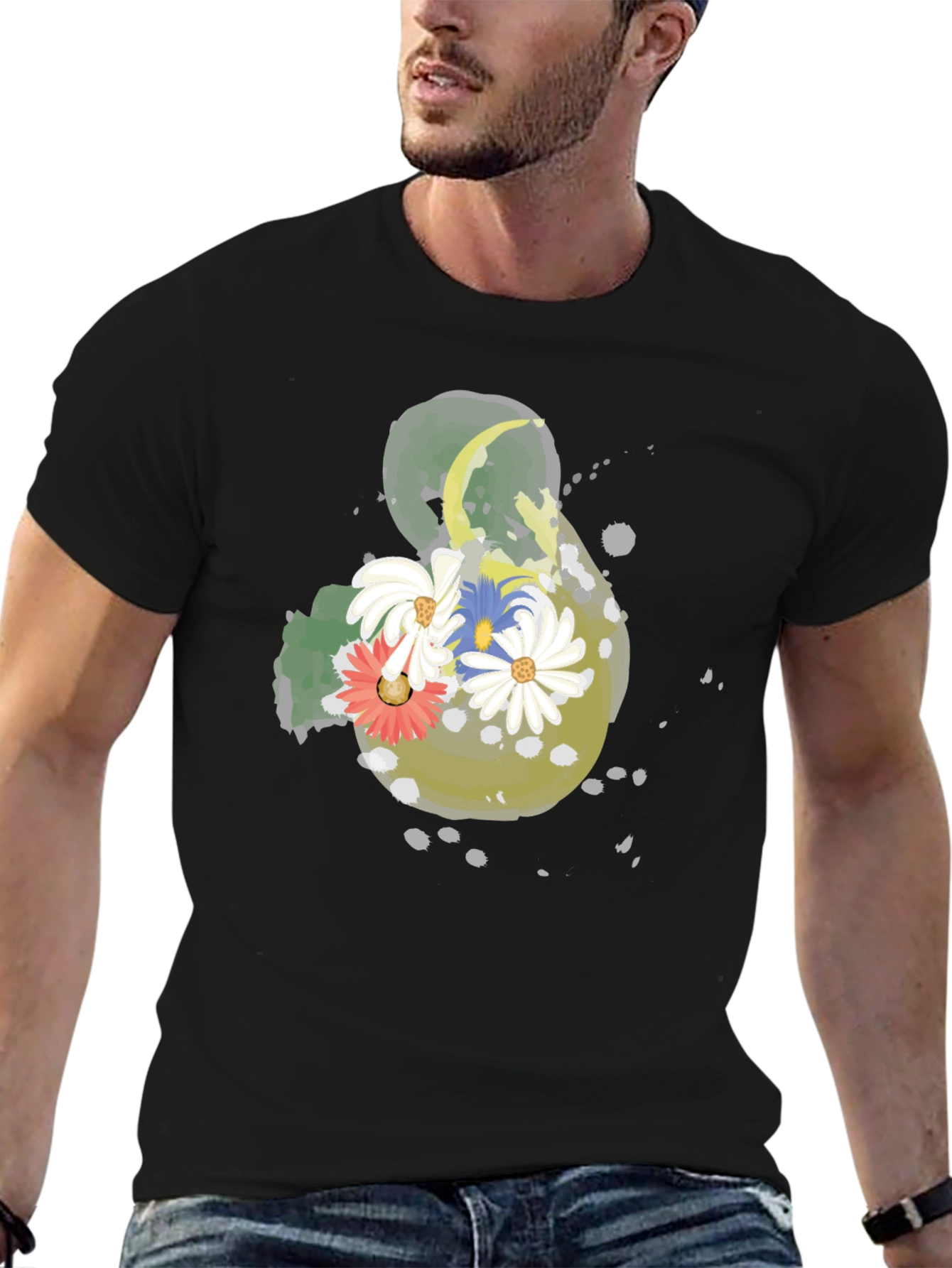 Floral Ampersand T-Shirt - Black Casual Tee