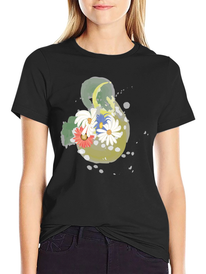 Floral Ampersand T-Shirt - Black Casual Tee