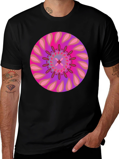 Psychedelic Mandala Graphic Tee - Black Cotton T-Shirt