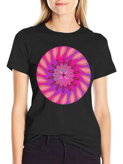 Psychedelic Mandala Graphic Tee - Black Cotton T-Shirt