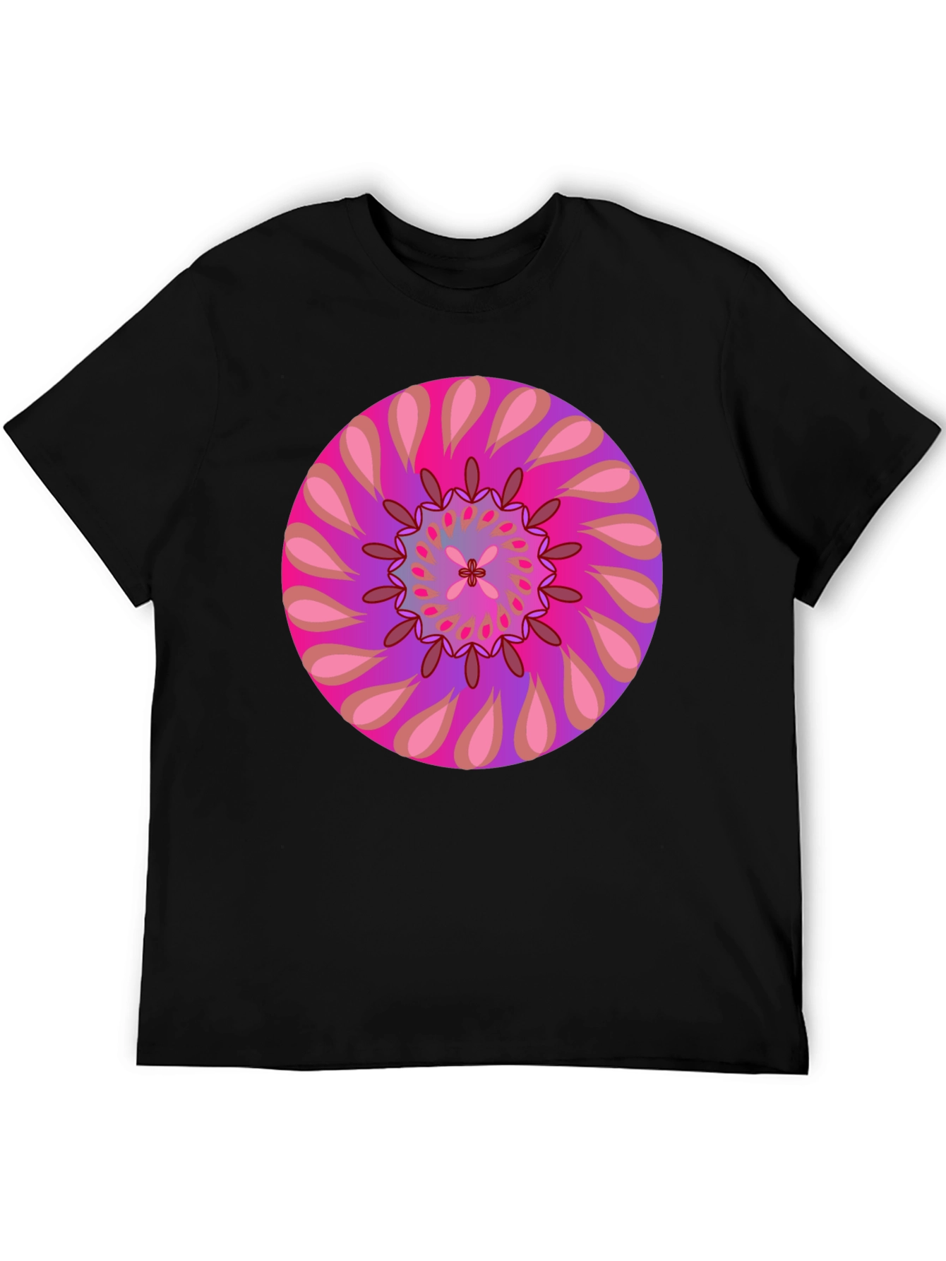 Psychedelic Mandala Graphic Tee - Black Cotton T-Shirt
