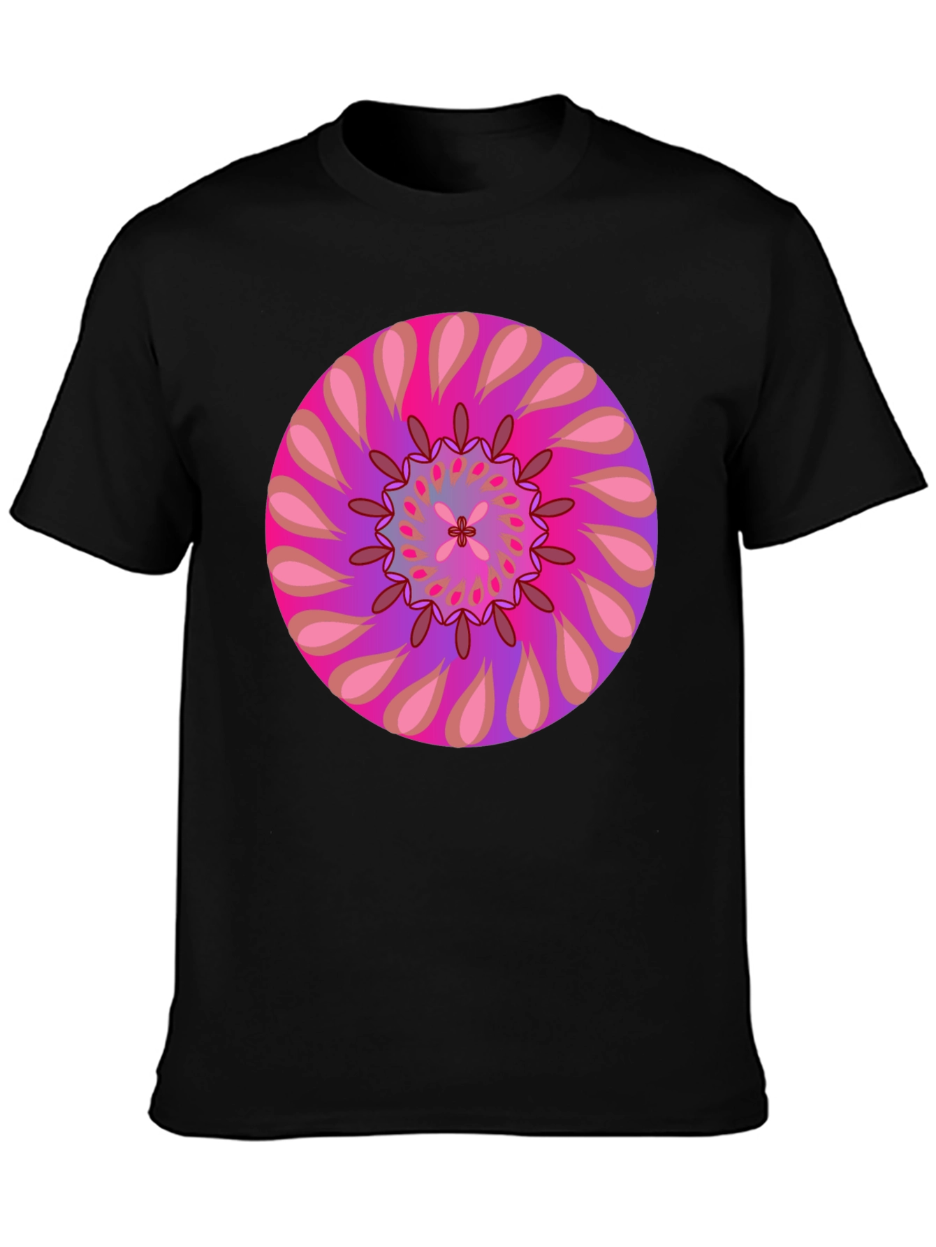 Psychedelic Mandala Graphic Tee - Black Cotton T-Shirt