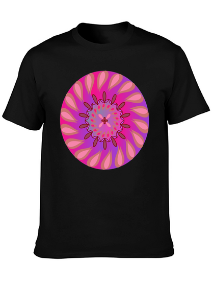 Psychedelic Mandala Graphic Tee - Black Cotton T-Shirt