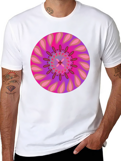 Psychedelic Mandala Graphic Tee - Black Cotton T-Shirt