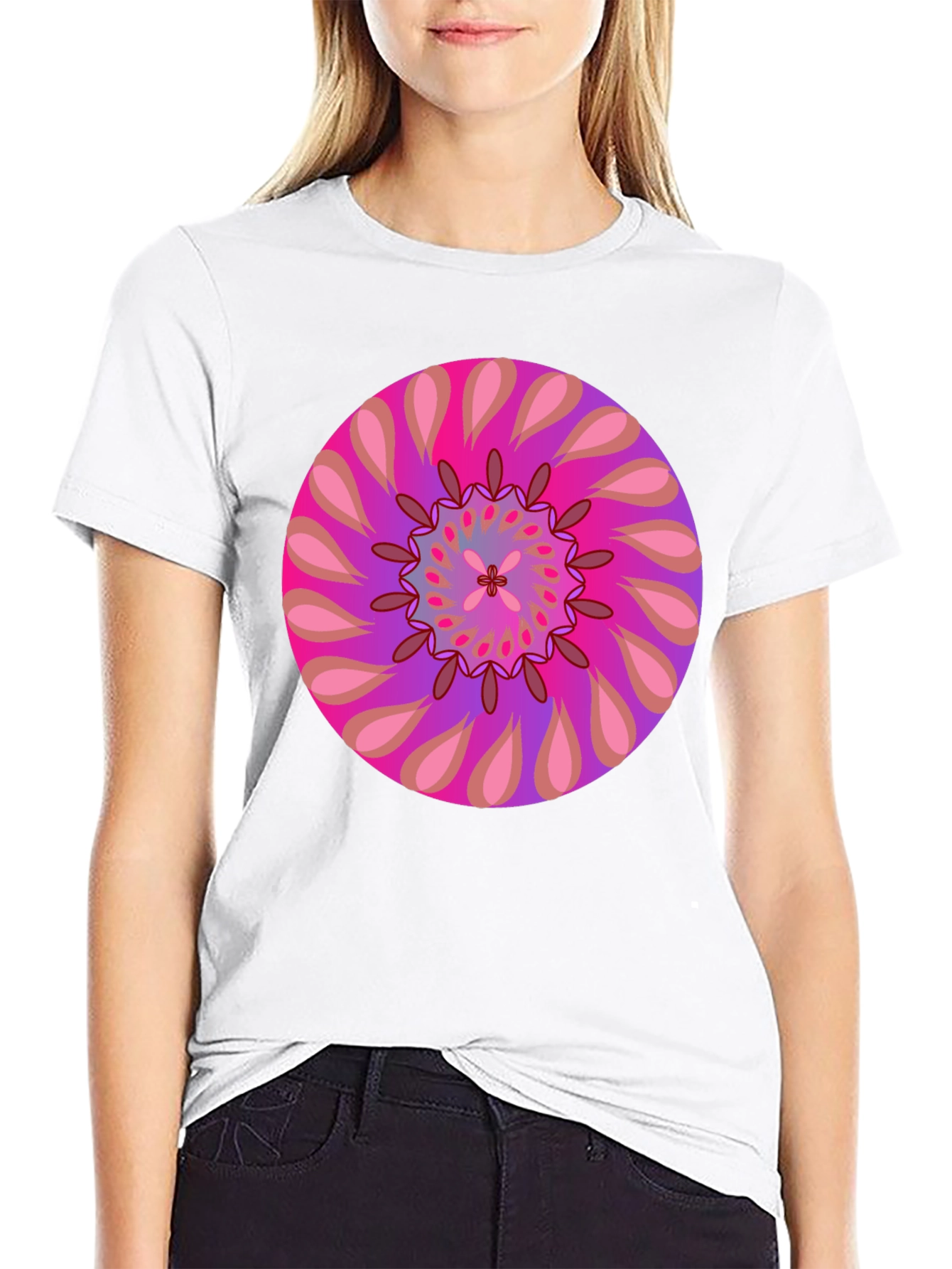 Psychedelic Mandala Graphic Tee - Black Cotton T-Shirt