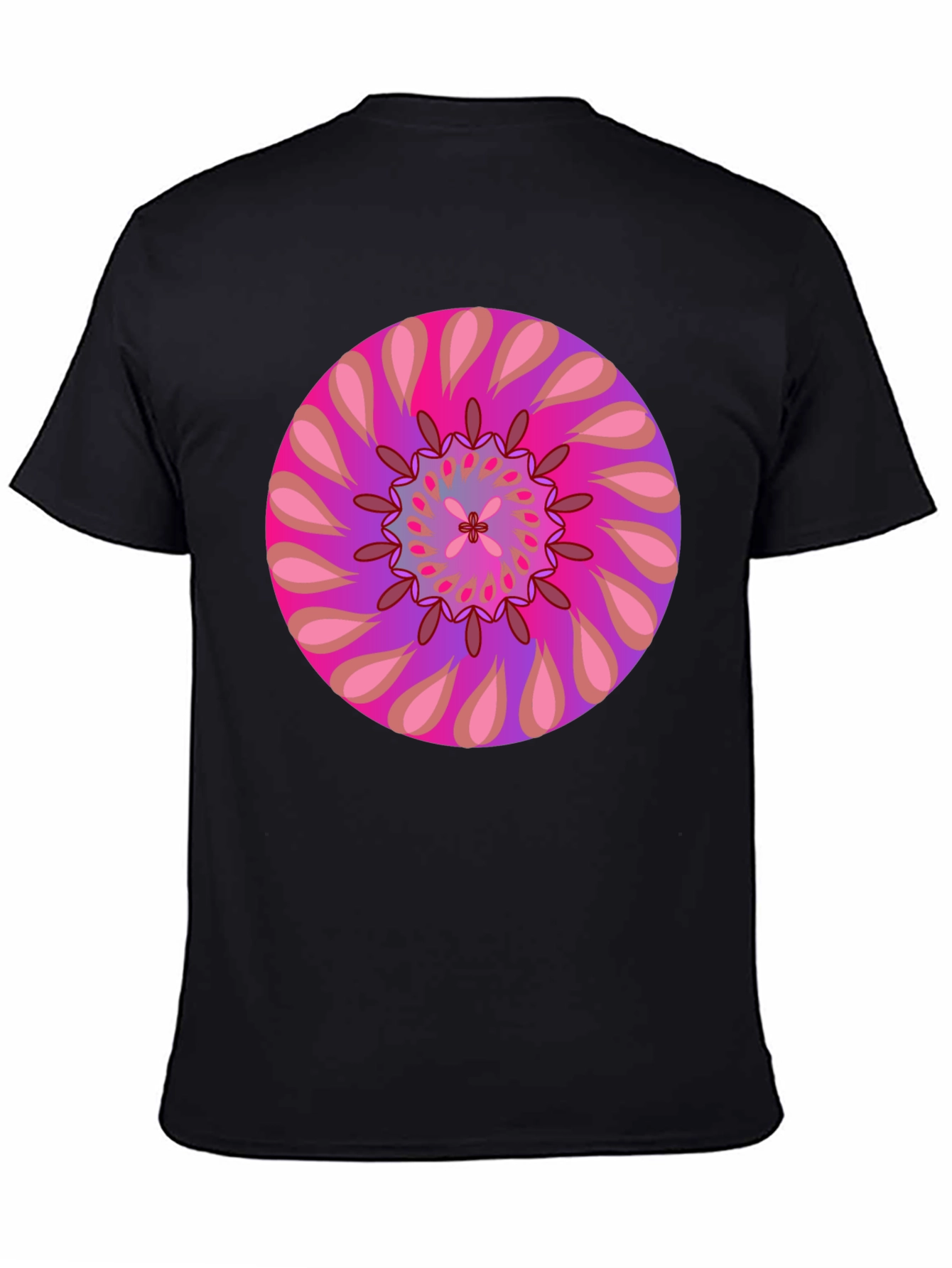 Psychedelic Mandala Graphic Tee - Black Cotton T-Shirt