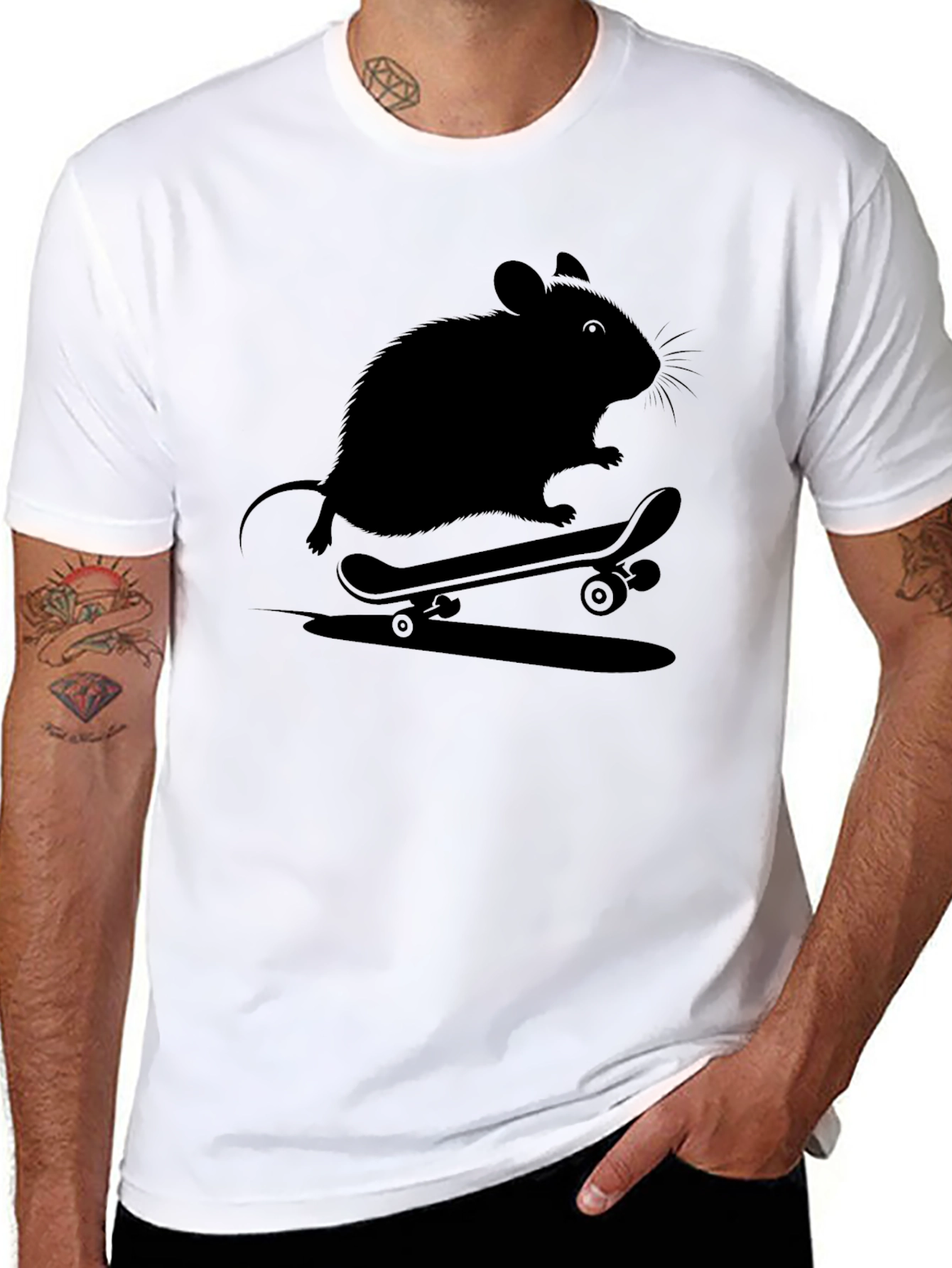 Skateboarding Rat Graphic Tee - Cool Casual Shirt