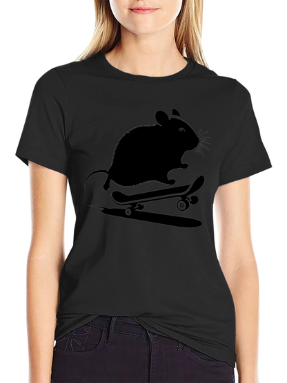 Skateboarding Rat Graphic Tee - Cool Casual Shirt