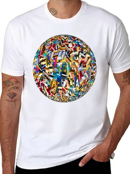 Abstract Puzzle Piece Sphere Graphic Tee