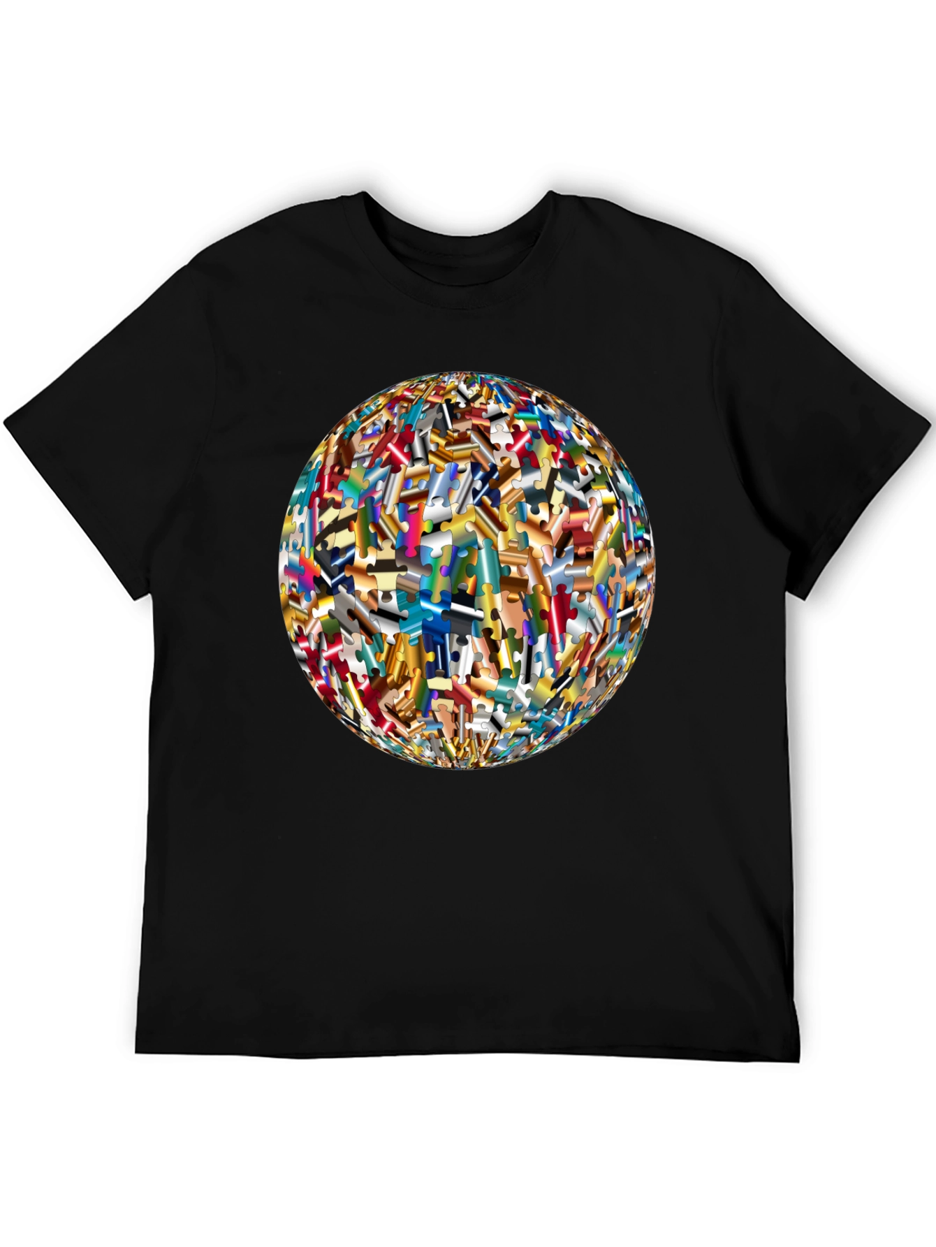 Abstract Puzzle Piece Sphere Graphic Tee