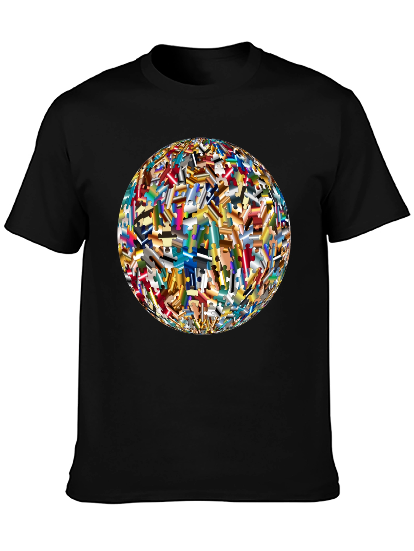 Abstract Puzzle Piece Sphere Graphic Tee