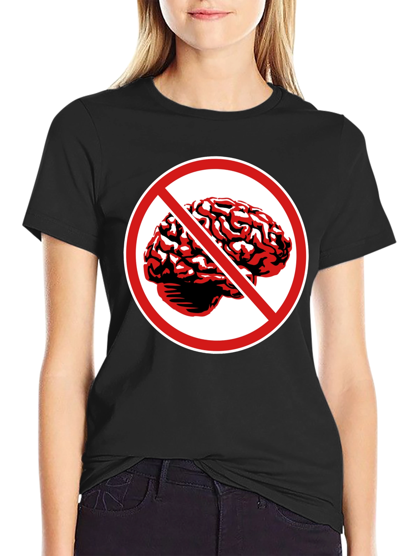 No Brains T-Shirt - Black Graphic Tee