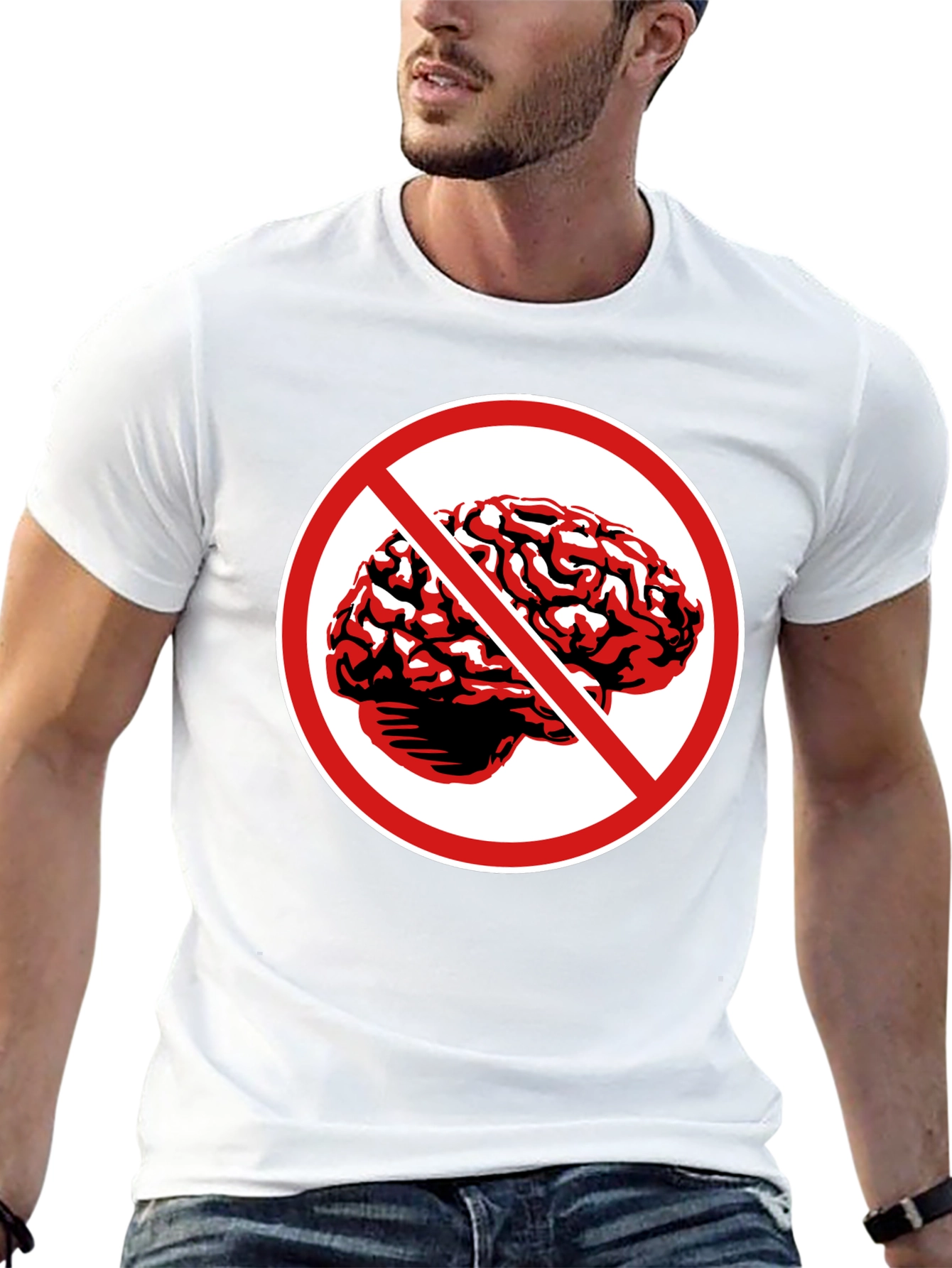 No Brains T-Shirt - Black Graphic Tee