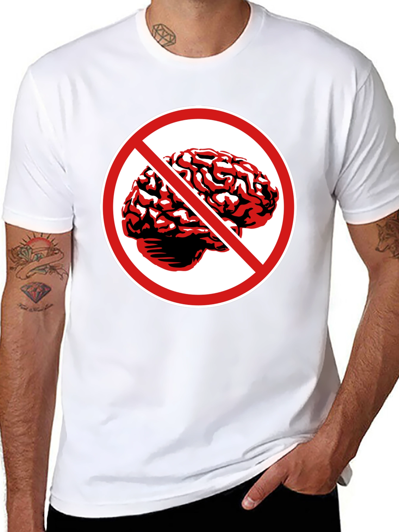 No Brains T-Shirt - Black Graphic Tee