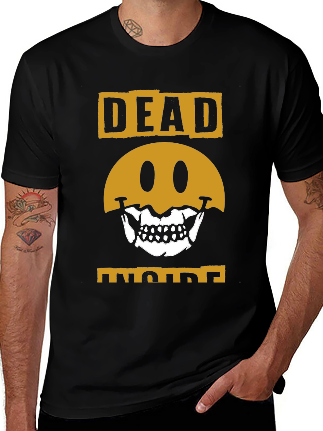Dead Inside Graphic Tee - Skull Smiley Face T-Shirt