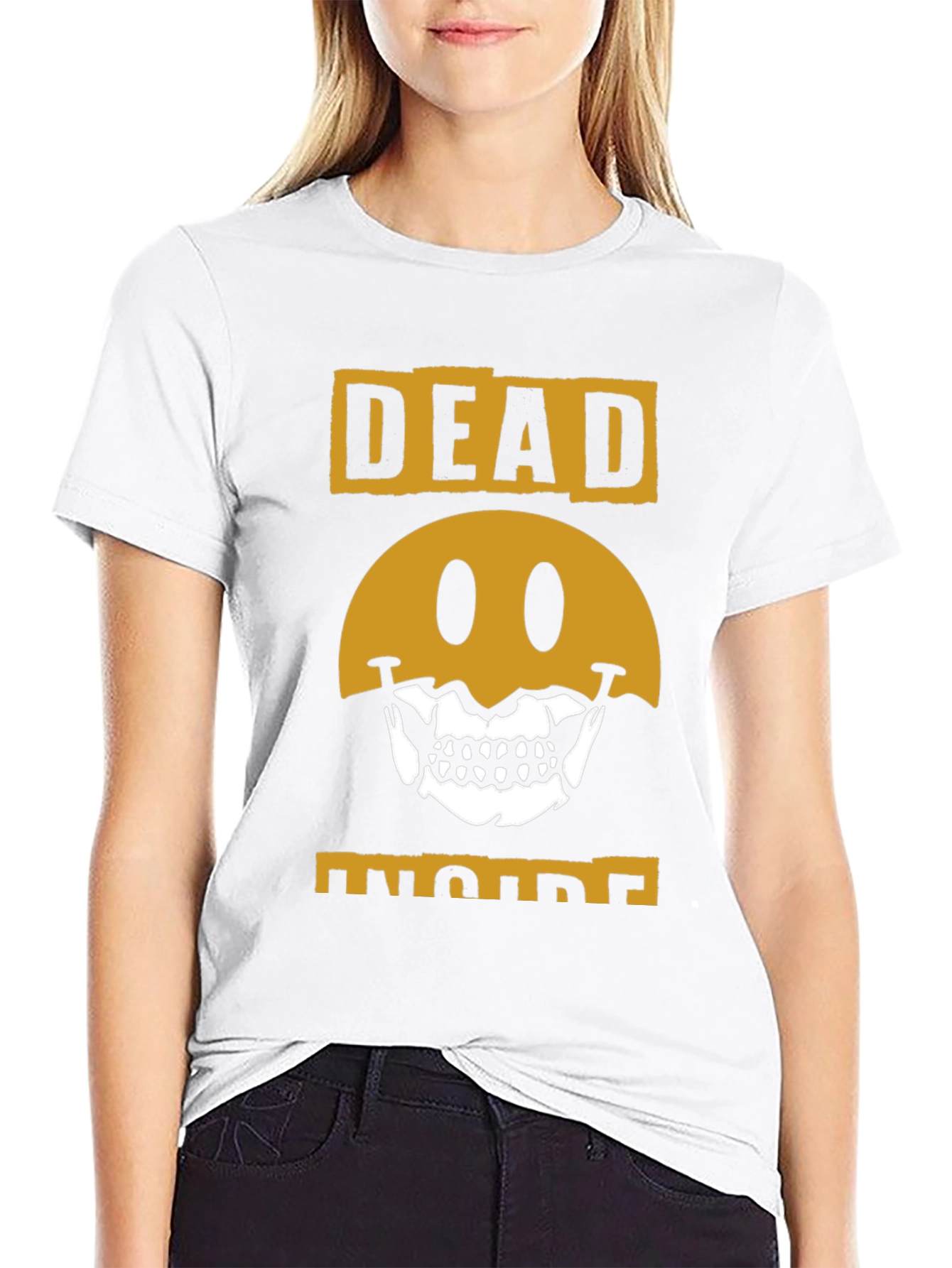 Dead Inside Graphic Tee - Skull Smiley Face T-Shirt
