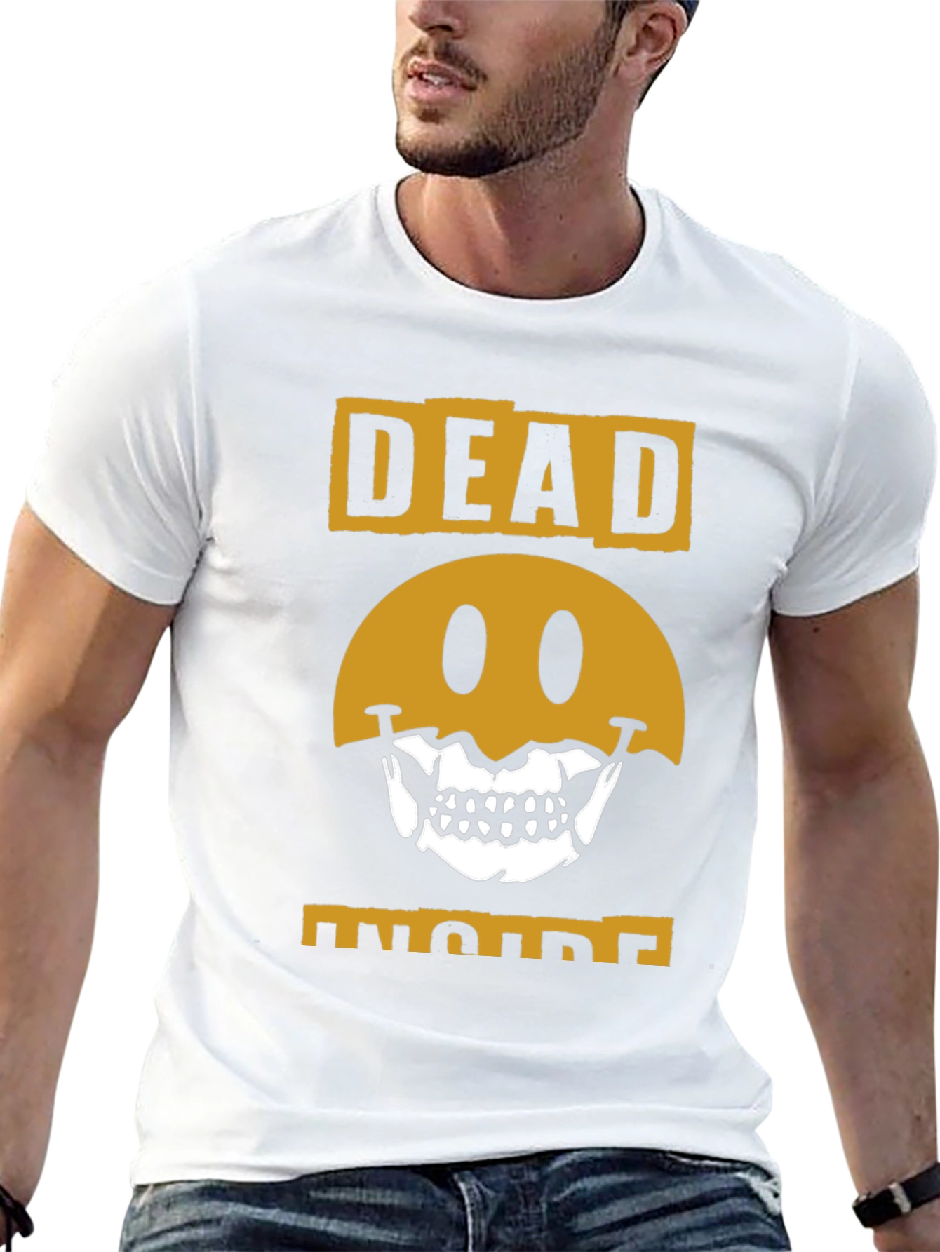 Dead Inside Graphic Tee - Skull Smiley Face T-Shirt
