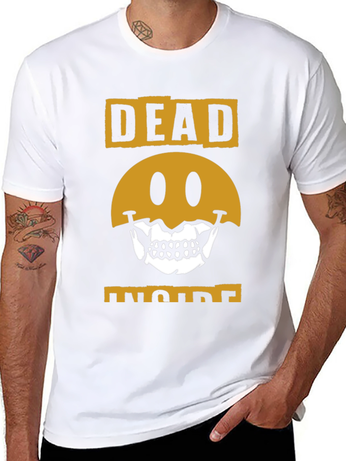 Dead Inside Graphic Tee - Skull Smiley Face T-Shirt
