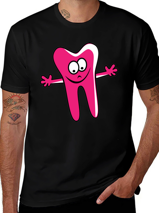 Cartoon Tooth Graphic Tee - Unisex Black T-Shirt