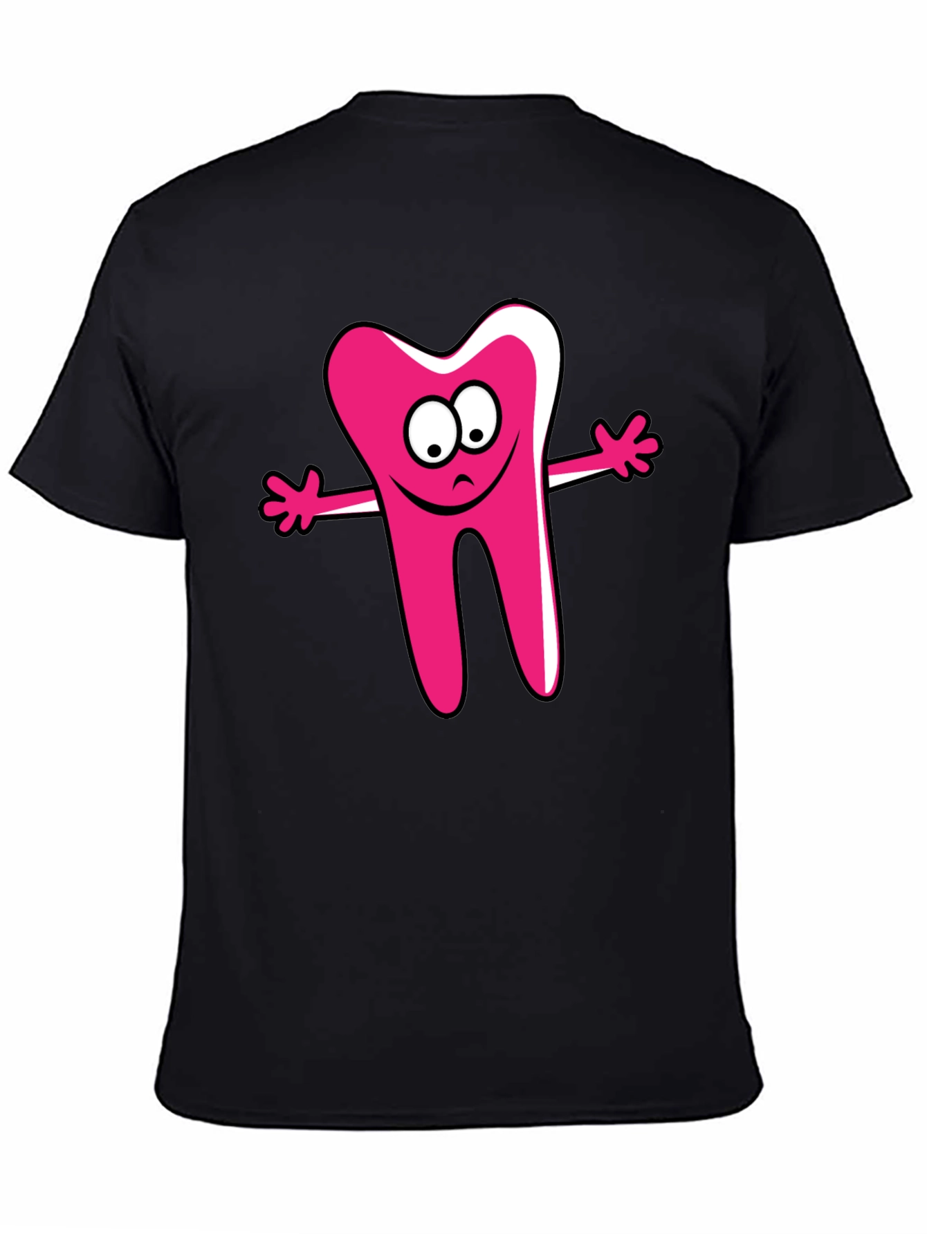Cartoon Tooth Graphic Tee - Unisex Black T-Shirt