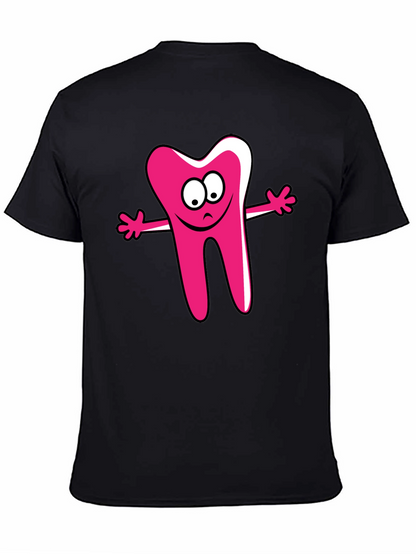 Cartoon Tooth Graphic Tee - Unisex Black T-Shirt