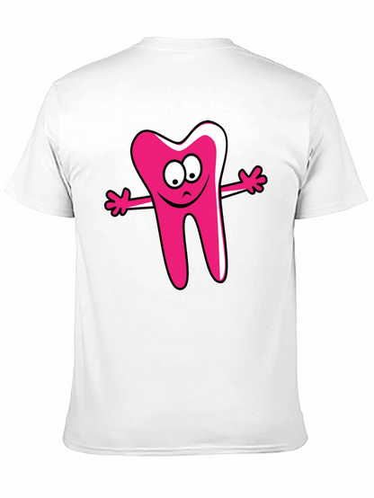 Cartoon Tooth Graphic Tee - Unisex Black T-Shirt