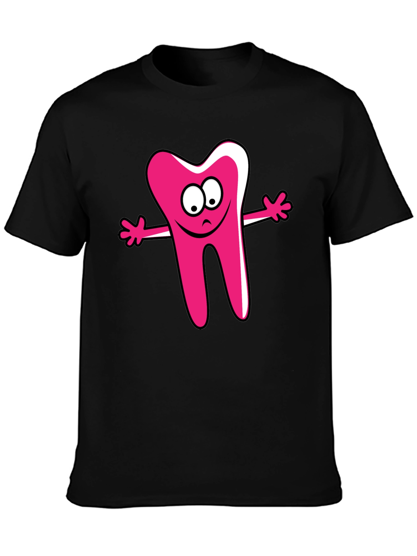 Cartoon Tooth Graphic Tee - Unisex Black T-Shirt