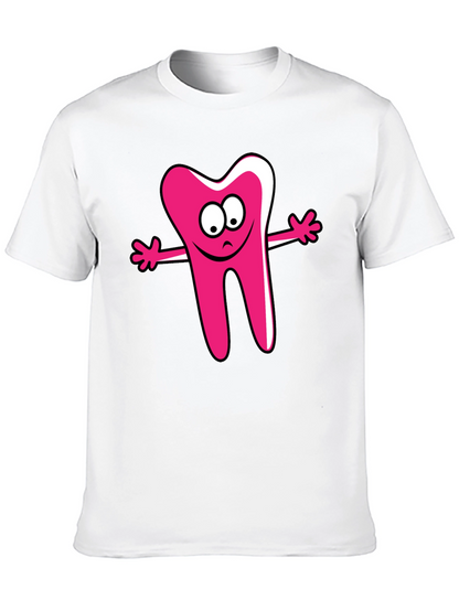 Cartoon Tooth Graphic Tee - Unisex Black T-Shirt