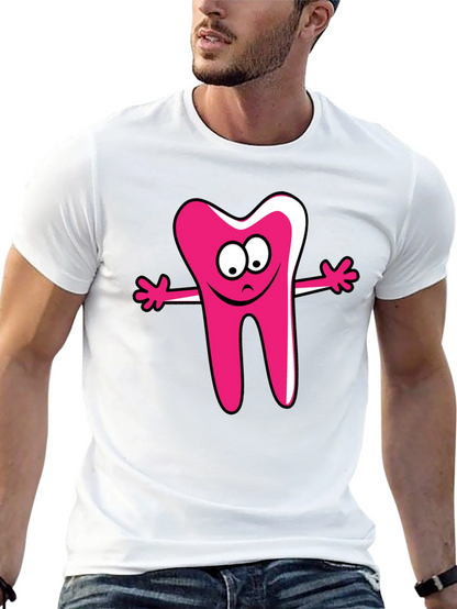 Cartoon Tooth Graphic Tee - Unisex Black T-Shirt